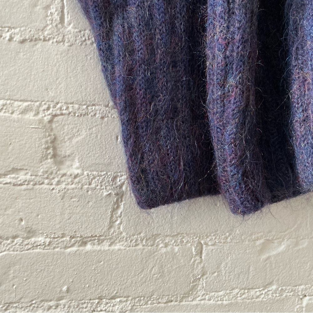 Vintage 90s Express Tricot Mohair Blend Boxy Chunky Cardigan Sweater Grandpa L - Picture 11 of 13